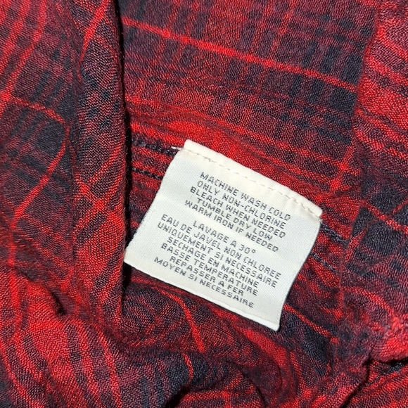Ralph Lauren Denim & Supply | Red/Black Pleated Hi-Low Plaid Top - Picture 15 of 16